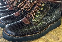 Making boots from hippopotamus and ostrich