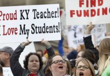 Teachers in Oklahoma and Kentucky stage protests