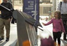 Activists mock US gun culture with Chicago ‘gun-sharing’ dock