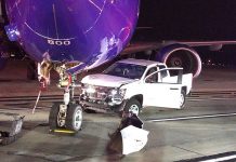 Truck crashes into Southwest plane