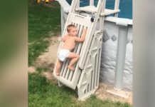 Child scales ‘un-climbable’ pool ladder in viral video