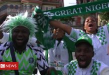 Nigerian football fans embrace Russia ahead of World Cup