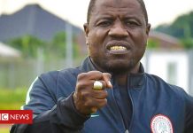 Nigerian football coach Salisu Yusuf filmed taking cash