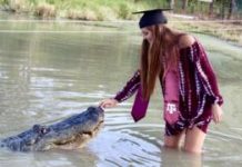 Texas student poses with alligator in graduation snaps