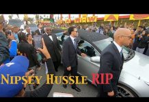 Nipsey Hussle funeral procession approaches Marathon Clothing. Keeping up on my BMX bike.